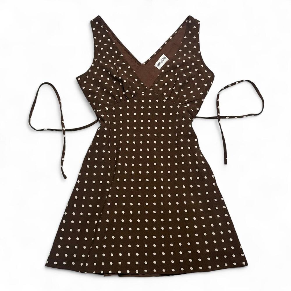 Princess Polly Polka Dot Baby Doll Dress size 6 brown & white mini dress Cute